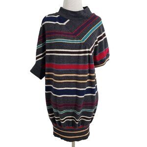Love Moschino Wool Stripe Sweater Asymmetrical Dress Gray Womens 4